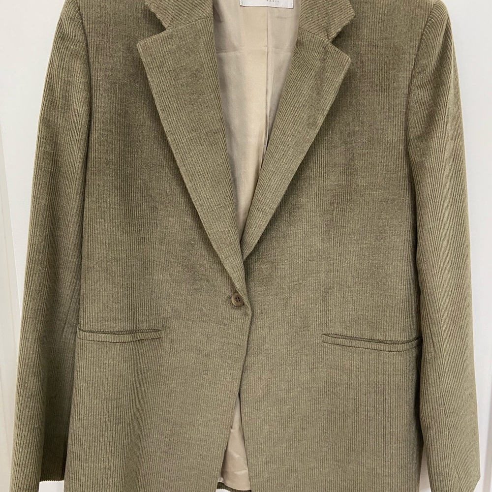 Bernard Zins Made in France Olive Green Women's Blazer Cashmere and Silk - Picture 2 of 10